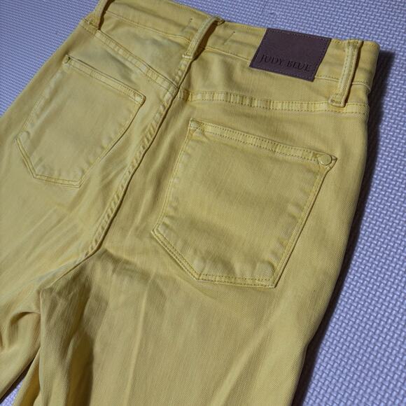 Judy Blue Womens Yellow Braided Waist Cropped Wide Leg Jeans Size 5/27 Preppy - Picture 8 of 14